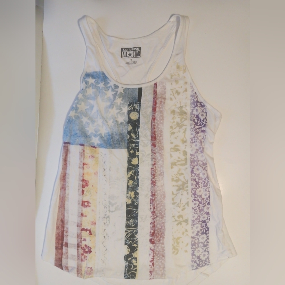 Women's Medium Converse White and Blue  Sleeveless Tank Top